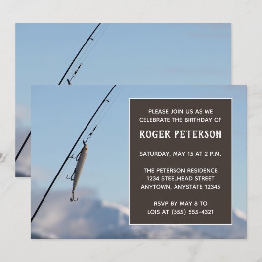 Pêche Lure Anniversaire Fête Invitation (Devant / Derrière)