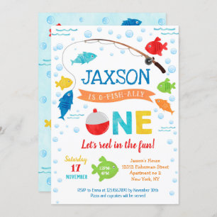 Pêche O-fish-ally 1er Anniversaire Invitations