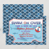 Pêche Océanique Requins nautiques Invitations Anni (Devant / Derrière)