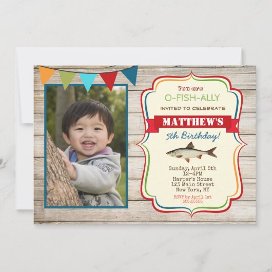 Pêche Photo Invitations Anniversaire (Devant)