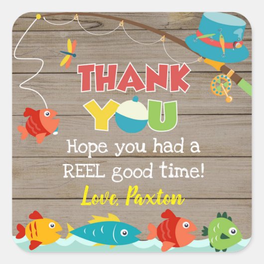 Pêche Poisson Anniversaire Merci Favoriser Sticker (Devant)