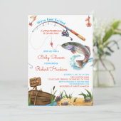 Pêche Reel Excité Boy Baby shower Invitation (Debout devant)