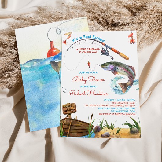 Pêche Reel Excité Boy Baby shower Invitation