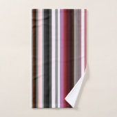 Pêche, rose et gris Abstrait rayures (Serviette à main)