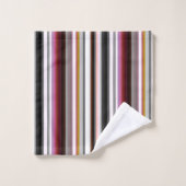 Pêche, rose et gris Abstrait rayures (Gant de toilette)
