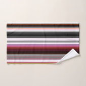 Pêche, rose et gris Abstrait rayures (Serviette à main)