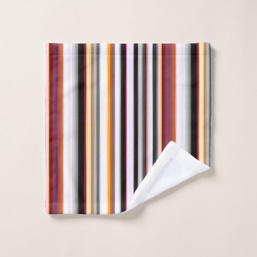 Pêche, rose et gris Abstrait rayures (Gant de toilette)