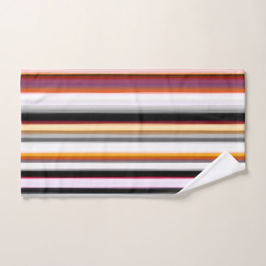 Pêche, rose et gris Abstrait rayures (Serviette à main)