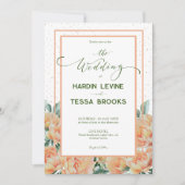 Pêche vert simple Faire-part de mariage florale (Devant)