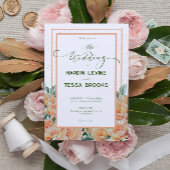 Pêche vert simple Faire-part de mariage florale