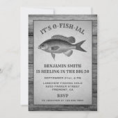 Pêche vintage Gris Anniversaire Fête Invitation (Devant)
