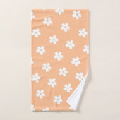 Pêche Whimsical & Blanc Floral Retro, Gaie (Serviette à main)