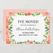 Pêcher Corail Floral Moving Faire-part (Devant / Derrière)