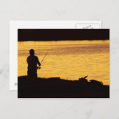 Pêcher dans la carte postale noire (Devant / Derrière)