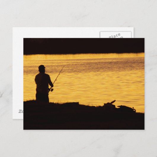 Pêcher dans la carte postale noire (Devant / Derrière)