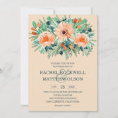 Pêcher Floral Aquarelle Invitations de mariage (Devant)