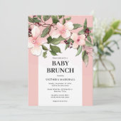 Pêcher Floral Baby Brunch Invitation (Debout devant)