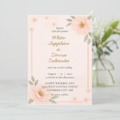 Pêcher Floral Élégant Mariage Invitation (Debout devant)