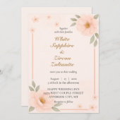 Pêcher Floral Élégant Mariage Invitation (Devant / Derrière)