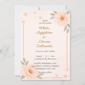 Pêcher Floral Élégant Mariage Invitation