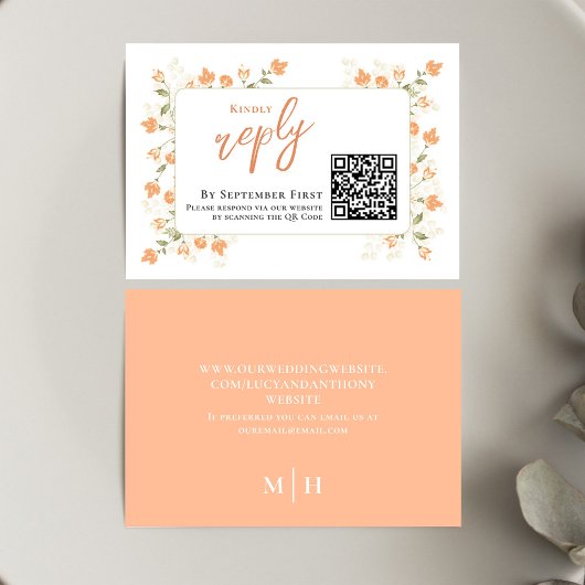 Pêcher Floral Élégant Mariage RSVP