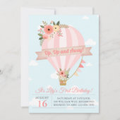 Pêcher Floral Haut Et Éloigné Invitation Anniversa (Devant)