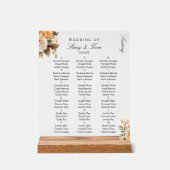 Pêcher Florals Élégant Mariage Siège (Recto)