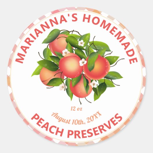 Pêcher la purée de fruits | Étiquette Jam Jar (Devant)