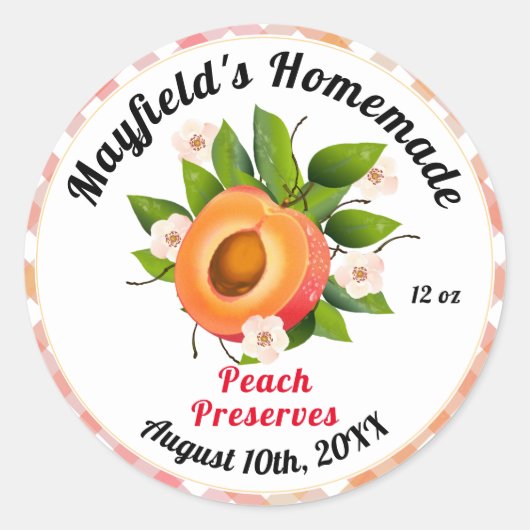 Pêcher la purée de fruits | Étiquette Jam Jar (Devant)