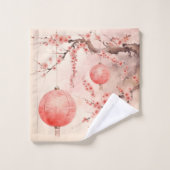 Pêcher lanternes japonaises Les fleurs de Sakura (Gant de toilette)