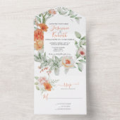 Pêcher le Mariage Floral en une seule invitation (À l'intérieur)