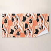 Pêcher noir blanc Motif Abstrait. (Serviette de bain)