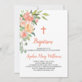 Pêches et crème Baptême Fille Invitation (Devant)