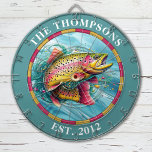 Pêcheur à la mouche Monogram Trout<br><div class="desc">Personnalisez ce tableau de bord de pêcheur de truite avec votre nom de famille et date établie. Conçu pour vous par Blackberry Boulevard.</div>