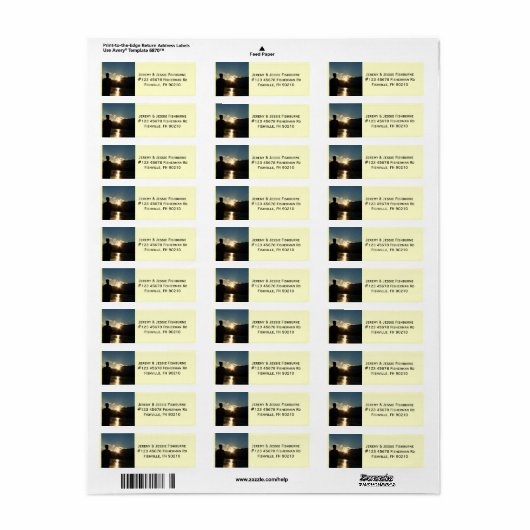 Pêcheur à Sunset Pêche Étiquette d'entreprise (Feuille entière)