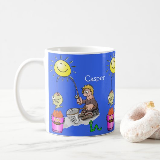 Pêcheur poisson bleu Mug (Avec donut)