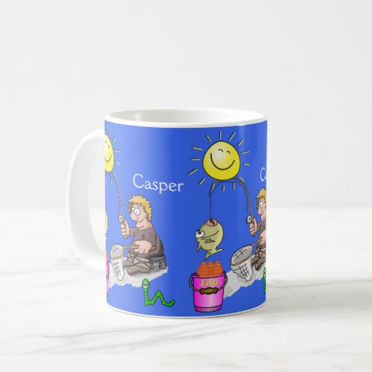 Pêcheur poisson bleu Mug (Devant gauche)