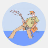 Pêcheur rond petits autocollants (Devant)