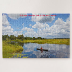 Pêcheur sur un lac au Guyana. Puzzle