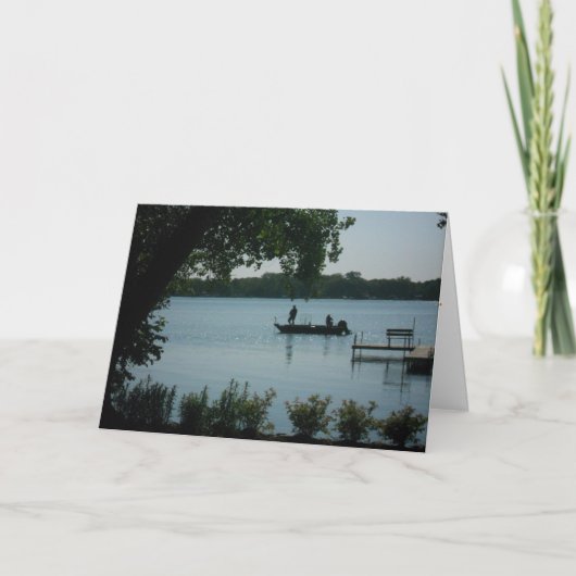 "Pêchez sur le lac Français" Carte de vœux de réta (Devant)