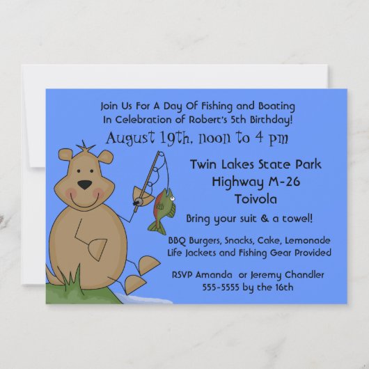 Pêchons sur mesure Invitation d'anniversaire (Dos)