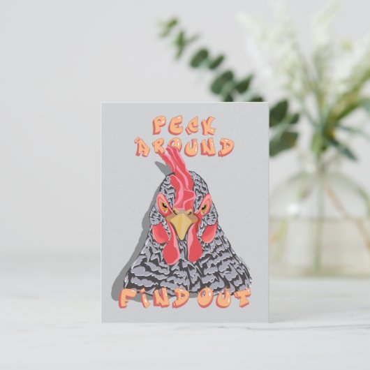 Peck Around Ontdek het - kippenpikorde Briefkaart (Staand voorkant)