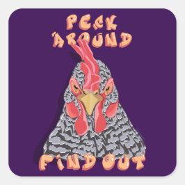 Peck Around Ontdek het - kippenpikorde Vierkante Sticker
