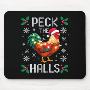 Peck The Halls Kip Kerst Lichtjes Sneeuwvlokken Muismat