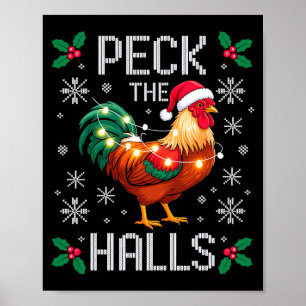 Peck The Halls Kipkerstlichten Sneeuwvlokken Poster