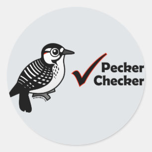 Pecker Checker Ronde Sticker