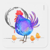 PECKING ORDER waterverf kip Vierkante Sticker (Voorkant)
