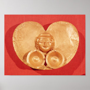 Pectoraal met een menselijk gezicht met oorringen poster
