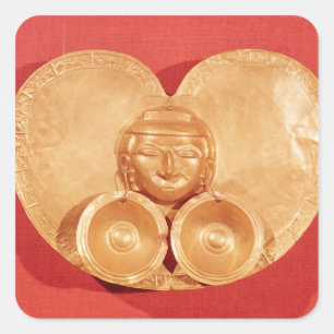 Pectoraal met een menselijk gezicht met oorringen vierkante sticker