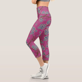 Peculiar Branches Boysenberry Capri Leggings
